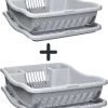 Curver Afdruiprek Met Met Lekbak Plateau - Kliksysteem - Afdruiprek Voor Afwas - Vaatwas Rek - Afdruiprek - 38x29x8,5 Cm - 2 Stuks -Schoonmaakproducten Winkel 1003x1200