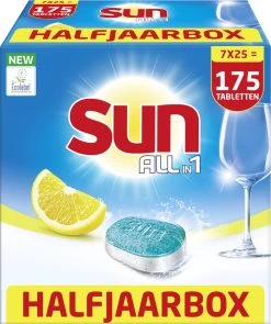 SUN® Sun All-in-1 Normaal Vaatwastabletten - 7 X 25 Tabletten - Voordeelverpakking 15 SUN® Sun All-in-1 Normaal Vaatwastabletten - 7 X 25 Tabletten - Voordeelverpakking -Schoonmaakproducten Winkel 1006x1200