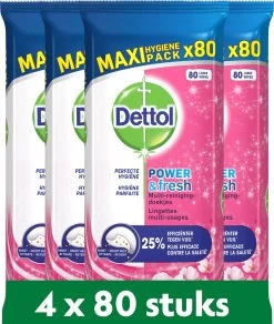 Dettol - Schoonmaakdoekjes - Power & Fresh - Kersenbloesem - 4 X 80 Stuks - Voordeelverpakking -Schoonmaakproducten Winkel 1016x1200 1