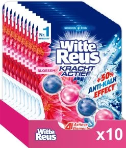 Witte Reus Kracht Actief Toiletblok - Bloesem - WC Blokjes Voordeelverpakking - 10 Stuks