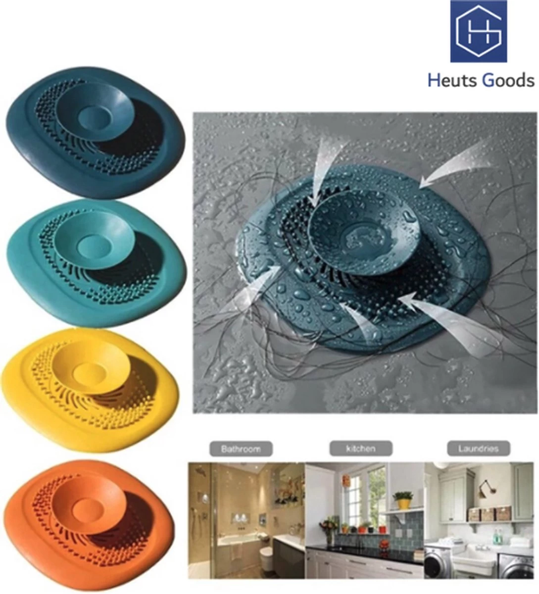 Heuts Goods - Gootsteenzeef - Gootsteenstop - Afvoerzeef - Afvoerstop - Spoelbal - Bad - Douchebak - Keuken - Wasbak - Badkuip - Siliconen - Donkerblauw 3 Heuts Goods - Gootsteenzeef - Gootsteenstop - Afvoerzeef - Afvoerstop - Spoelbal - Bad - Douchebak - Keuken - Wasbak - Badkuip - Siliconen - Donkerblauw