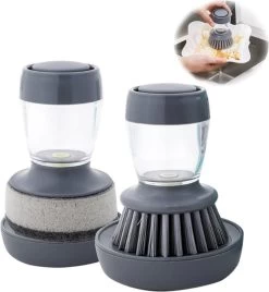 Afwasborstel Met Zeepdispenser – Met 3 Verschillende Opzet Stukken – Inclusief Houder – Grijs – Afwas Borstel Zeepreservoir – Zeep Handborstel – Doseerpomp – Afwasmiddel Dispenser – Navulbaar -Schoonmaakproducten Winkel 1107x1200 2