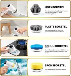 MostEssential Premium Elektrische Schoonmaakborstel 2023 Model – Elektrische Schrobber - Schrobborstel - Poetsmachine – Voor Badkamer Of Keuken - Inclusief 4 Borstelkoppen -Schoonmaakproducten Winkel 1117x1200 2
