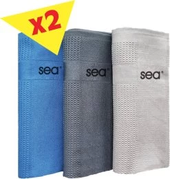 SEA Microvezeldoekjes | 2 SETS | Schoonmaakdoeken | Duurzaam | Microvezel Doek Auto | Reinigingsdoekjes | Microvezeldoeken | Schoonmaakdoekjes | Raamdoeken | 60x40cm | 2x3 Stuks