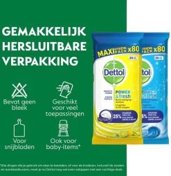 Dettol - 320 Schoonmaakdoekjes Power & Fresh - Citrus 2x80 - Oceanfris 2x80 -Schoonmaakproducten Winkel 1161x1200 2