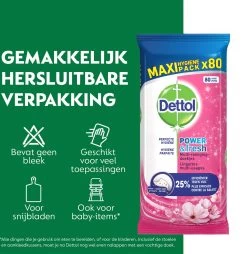 Dettol - Schoonmaakdoekjes - Power & Fresh - Kersenbloesem - 4 X 80 Stuks - Voordeelverpakking -Schoonmaakproducten Winkel 1165x1200 1