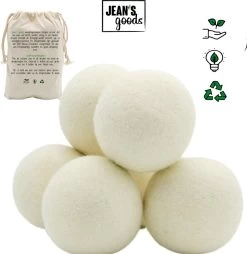 Jean's Goods Drogerballen - Droogballen - Wasdrogerballen - Wasdroger Ballen - Wasbol - Wasbollen - Wasballen - Energiebesparende Producten - Energiebesparend - Duurzaam Cadeau - RWS Wol - Zero Waste - Wasverzachter - Beige - 6 Stuks -Schoonmaakproducten Winkel 1167x1200