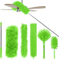 Strex Telescopische Plumeau Set Met Telescoopsteel - 60 Tot 140 Cm - Uitschuifbaar - Flexibel - Microvezel Ragebol - 5-Delige Schoonmaak Set