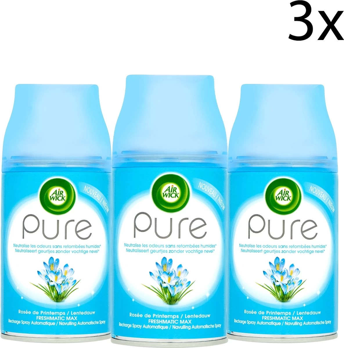 Air Wick Freshmatic Automatische Spray - Luchtverfrisser - Pure Lentedauw Navulling - 3 Stuks 3 Air Wick Freshmatic Automatische Spray - Luchtverfrisser - Pure Lentedauw Navulling - 3 Stuks