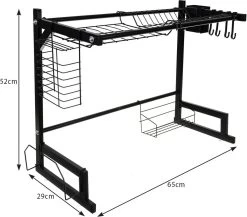 Afdruiprek Droger Zwart Voor Bestek Boven De Gootsteen 65 Cm X 29 Cm X 52 Cm -Schoonmaakproducten Winkel 1200x1052 1