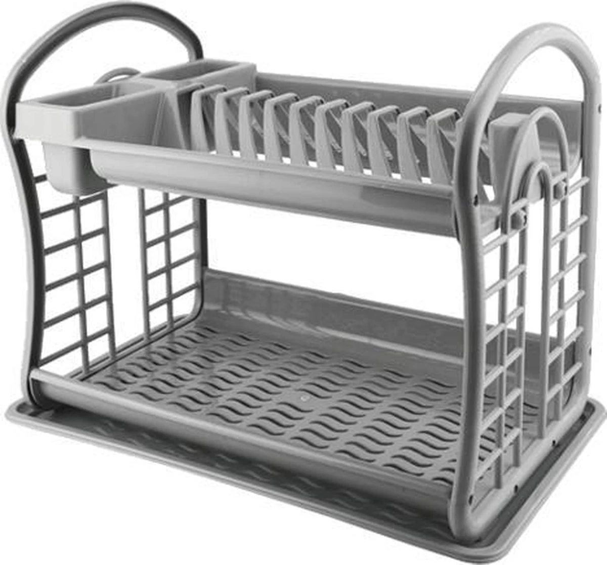 Hoffmans Afdruiprek - 2 Verdiepingen - 47x28x34 Cm - Grijs 3 Hoffmans Afdruiprek - 2 Verdiepingen - 47x28x34 Cm - Grijs