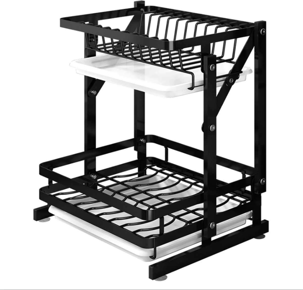 Doogo® Afdruiprek Met Lekbak 2 Laags – Inklapbaar - Muur Hangen Mogelijke - Afwasrek – Met 2 Lekbakken – Extra Accessories Voor Servies En Snijplanken - RVS 4 Doogo® Afdruiprek Met Lekbak 2 Laags – Inklapbaar - Muur Hangen Mogelijke - Afwasrek – Met 2 Lekbakken – Extra Accessories Voor Servies En Snijplanken - RVS - Afbeelding 2