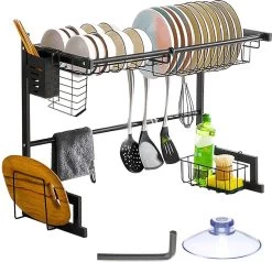 Afdruiprek Droger Zwart Voor Bestek Boven De Gootsteen 65 Cm X 29 Cm X 52 Cm -Schoonmaakproducten Winkel 1200x1154 3