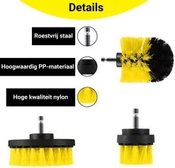 Merkloos 4-delige Borstelset Voor Boormachine - Inclusief Verlengstuk - Opzetborstels - Schrobborstel - Schuurborstel - Schoonmaakborstel - Tapijtreiniger - Brush - Geel - Gratis Verzending -Schoonmaakproducten Winkel 1200x1156 4