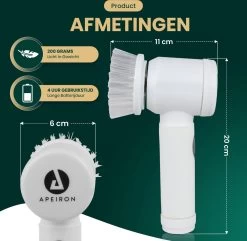 Apeiron Elektrische Schoonmaakborstel - Poetsmachine - Poliermachine - Schrobborstel - Handborstel - Werkborstel - Schrobber - Boorborstel - Wasborstel - Schoonmaakmiddelen - Reinigingsborstel - 3 Opzetstukken -Schoonmaakproducten Winkel 1200x1170 2