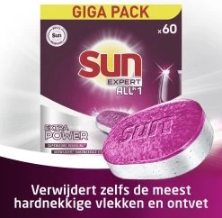 SUN® Sun Expert All-in 1 Vaatwastabletten - 60 Tabletten - Voordeelverpakking -Schoonmaakproducten Winkel 1200x1176 2