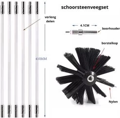 NIRAX Professionele Schoorsteenveegset Verstelbaar Tot 9 Meter – Schoorsteenveger - Veegkit – Schoorsteen Borstel - Schoorsteenreiniger - Borstel Set - Kachel - Onderhoud -Schoonmaakproducten Winkel 1200x1183 5