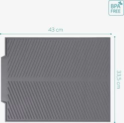 Navaris Siliconen Droogmat Met Afvoer - Aanrecht Droogmat Voor Afwas, Borden, Bestek, Glazen - Grijs -Schoonmaakproducten Winkel 1200x1184 8