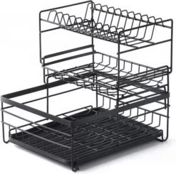 Luxaliving - Metalen Afdruiprek Met Lekbak – Afwas Droogrek – RVS Vaatwasrek – Keuken Droogrek Met Bestekmand – 3 Etages -Schoonmaakproducten Winkel 1200x1189 6