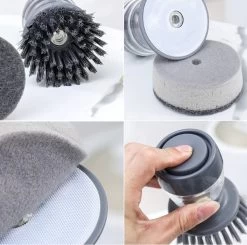 Afwasborstel Met Zeepdispenser – Met 3 Verschillende Opzet Stukken – Inclusief Houder – Grijs – Afwas Borstel Zeepreservoir – Zeep Handborstel – Doseerpomp – Afwasmiddel Dispenser – Navulbaar -Schoonmaakproducten Winkel 1200x1189 7