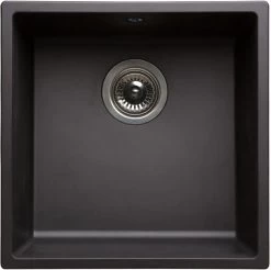 NORD INOX Ingebouwde Gootsteen 1 Kom + 1 Manddrain Zonder Afdruiprek - Hars - 40 X 40 X 20 Cm - Zwart