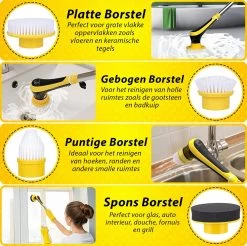 Trendosa Elektrische Schoonmaakborstel - Elektrische Schrobborstel - Poetsmachine - Handborstel - Scrubber- De Badkamer/Keuken/Auto- 10 Opzetstukken Geel 15 Trendosa Elektrische Schoonmaakborstel - Elektrische Schrobborstel - Poetsmachine - Handborstel - Scrubber- De Badkamer/Keuken/Auto- 10 Opzetstukken Geel -Schoonmaakproducten Winkel 1200x1195 7
