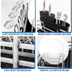 Doogo® Afdruiprek Met Bestekkorf En Lekbak Voor Keukenborden En Bestek Afdruiprek Met Draaibare Uitloop -Schoonmaakproducten Winkel 1200x1199 24