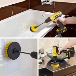 Merkloos 4-delige Borstelset Voor Boormachine - Inclusief Verlengstuk - Opzetborstels - Schrobborstel - Schuurborstel - Schoonmaakborstel - Tapijtreiniger - Brush - Geel - Gratis Verzending -Schoonmaakproducten Winkel 1200x1199 25