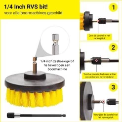 Professionele 4 Delige Borstelset Voor De Boormachine Incl. Verlengstuk, Deze Schoonmaak Schuurborstel Elektrisch Opzetborstel Schrobborstel Set Is Geschikt Als Schrobber Voor Badkamer, Auto, Keuken En Tuin -Schoonmaakproducten Winkel 1200x1199 26