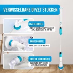 Strex Elektrische Schoonmaakborstel - Draadloze Schrobborstel - Schrobber - 3 Opzetstukken - Telescoopsteel - Poetsmachine Met Krachtige Accu -Schoonmaakproducten Winkel 1200x1200 1096