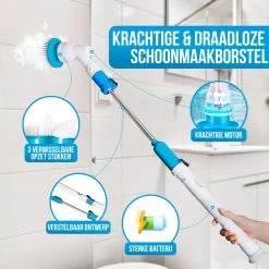 Strex Elektrische Schoonmaakborstel - Draadloze Schrobborstel - Schrobber - 3 Opzetstukken - Telescoopsteel - Poetsmachine Met Krachtige Accu -Schoonmaakproducten Winkel 1200x1200 1097