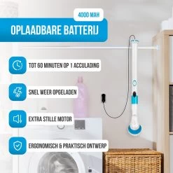 Strex Elektrische Schoonmaakborstel - Draadloze Schrobborstel - Schrobber - 3 Opzetstukken - Telescoopsteel - Poetsmachine Met Krachtige Accu -Schoonmaakproducten Winkel 1200x1200 1098