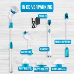 Strex Elektrische Schoonmaakborstel - Draadloze Schrobborstel - Schrobber - 3 Opzetstukken - Telescoopsteel - Poetsmachine Met Krachtige Accu -Schoonmaakproducten Winkel 1200x1200 1101