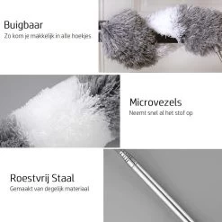 Vannons - Plumeau - Ragebol - Plumeau Uitschuifbaar Tot 245 Cm - Met Telescoopsteel - Wasbaar Microvezel - Grijs Wit -Schoonmaakproducten Winkel 1200x1200 1113