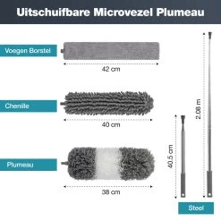 Novabeau® - Telescopische Plumeau – Plumeau Met Telescoopsteel – Ragebol – Uitschuifbaar – Grijs – 3-delige Set -Schoonmaakproducten Winkel 1200x1200 1130