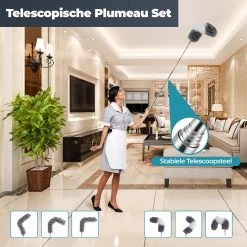 Novabeau® - Telescopische Plumeau – Plumeau Met Telescoopsteel – Ragebol – Uitschuifbaar – Grijs – 3-delige Set -Schoonmaakproducten Winkel 1200x1200 1131