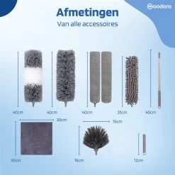 Woodoro Ragebol Uitschuifbaar Complete 9-Delige Set - Verstelbare Telescoopsteel - Plumeau - RVS - Zwart & Grijs -Schoonmaakproducten Winkel 1200x1200 1138