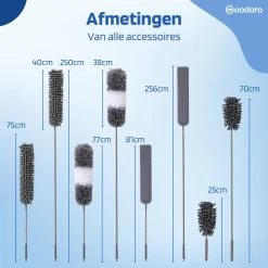 Woodoro Ragebol Uitschuifbaar Complete 9-Delige Set - Verstelbare Telescoopsteel - Plumeau - RVS - Zwart & Grijs -Schoonmaakproducten Winkel 1200x1200 1139