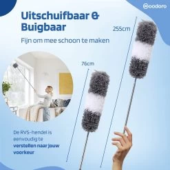 Woodoro Ragebol Uitschuifbaar Complete 9-Delige Set - Verstelbare Telescoopsteel - Plumeau - RVS - Zwart & Grijs -Schoonmaakproducten Winkel 1200x1200 1143