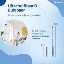 Woodoro Ragebol Uitschuifbaar Complete 9-Delige Set - Verstelbare Telescoopsteel - Plumeau - RVS - Zwart & Grijs -Schoonmaakproducten Winkel 1200x1200 1144