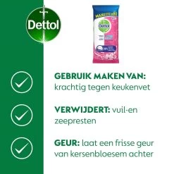 Dettol - Schoonmaakdoekjes - Power & Fresh - Kersenbloesem - 4 X 80 Stuks - Voordeelverpakking -Schoonmaakproducten Winkel 1200x1200 1207