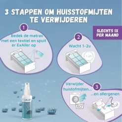 Exaller Anti Huisstofmijt Spray 150ml - 100% Natuurlijk Huismijt Bestrijder - Klinisch Getest - Behandeling En Preventie Van Huisstofmijtallergie -Schoonmaakproducten Winkel 1200x1200 1536