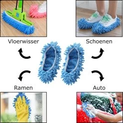 Merkloos Dweil Schoenen Vloermop (Blauw) - Vaatdoek - Keukendoek - Droogdoek - Microvezeldoek - Microvezel Doek - Microfiber Dweil - Multifunctioneel - Voor Vloer, Ramen En Auto | 1 Paar -Schoonmaakproducten Winkel 1200x1200 1745
