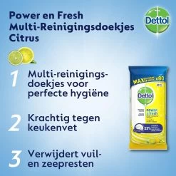 Dettol Schoonmaakdoekjes Power & Fresh - Citrus - 80 Stuks X6 8 Dettol Schoonmaakdoekjes Power & Fresh - Citrus - 80 Stuks X6 -Schoonmaakproducten Winkel 1200x1200 1797