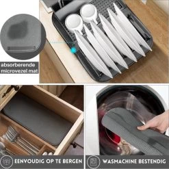 Afdruiprek Met Lekbak - Inclusief Afdruipmat - Opvouwbaar - Afwasrek Met Uitneembare Bestekhouder - Voor Bestek, Borden, Pannen En Schalen -Schoonmaakproducten Winkel 1200x1200 599