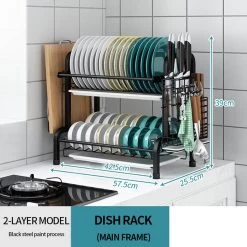 Merkloos Afdruiprek - Afdruiprek Met Lekbak - Afwas - Metaal - Zwart - RVS Afwasrek -Schoonmaakproducten Winkel 1200x1200 783