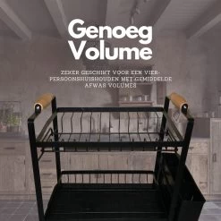 Afdruiprek - Zwart/ Met Flexibele Water Afvoer/ Borden, Pannen Bestek/ RVS/ Lichtgewicht/ Lekbak/ Luxe Uitvoering -Schoonmaakproducten Winkel 1200x1200 818