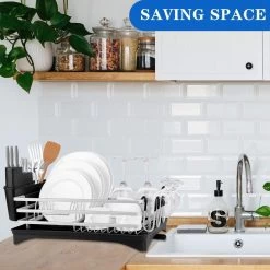Doogo® Afdruiprek Met Bestekkorf En Lekbak Voor Keukenborden En Bestek Afdruiprek Met Draaibare Uitloop -Schoonmaakproducten Winkel 1200x1200 835