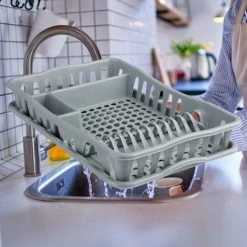 Merkloos Decopatent® Afdruiprek Voor Afwas - Afdruiprekje Met Lekbak - Kunststof Afdruipmat - Afwassen Borden & Bestek - 32.5x49x9 - Grijs -Schoonmaakproducten Winkel 1200x1200 838