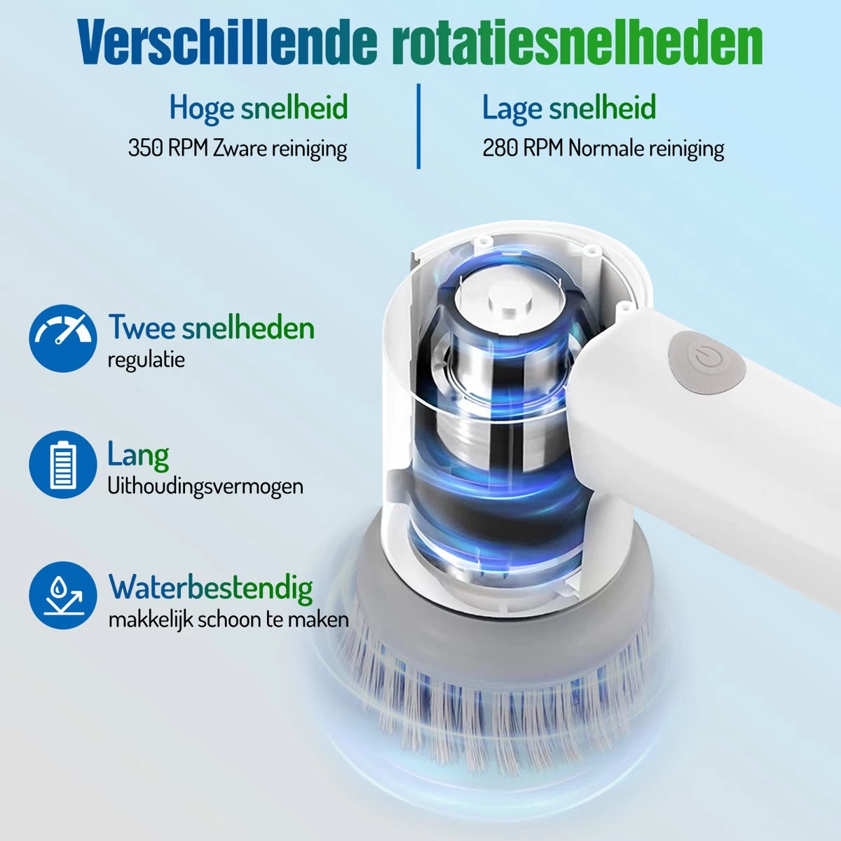 Elektrische Schoonmaakborstel - Schrobborstel - Handborstel - Schuurborstel - Schrobber - Badkamer - Toilet - Keuken 8 Elektrische Schoonmaakborstel - Schrobborstel - Handborstel - Schuurborstel - Schrobber - Badkamer - Toilet - Keuken - Afbeelding 6